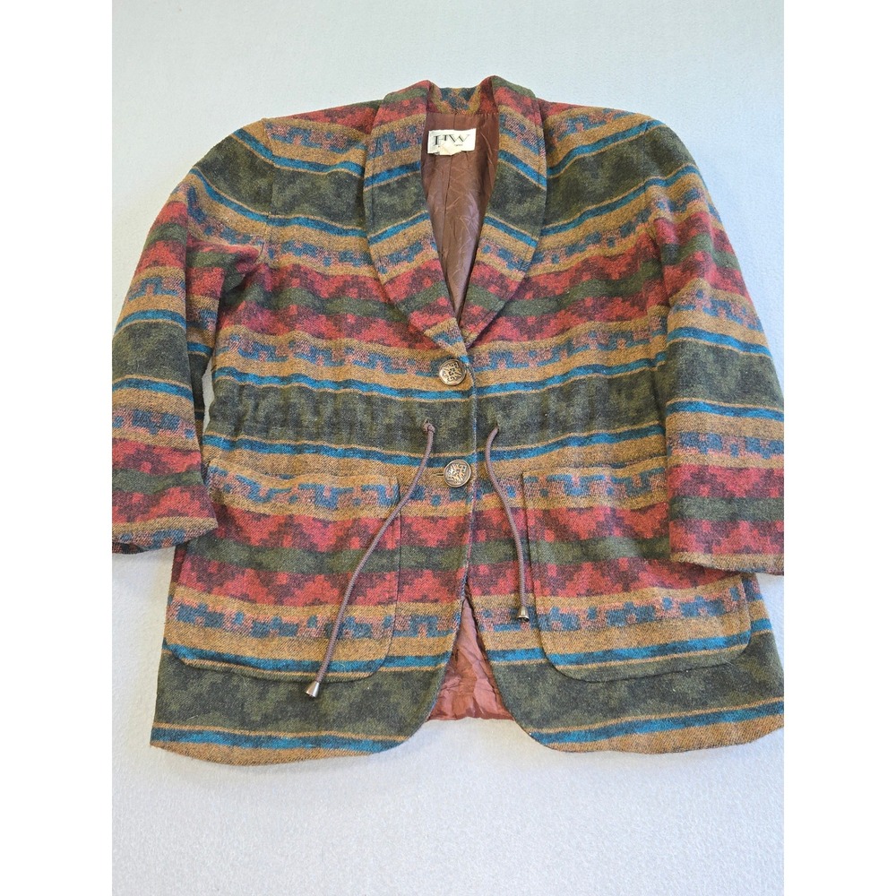 HW New York Southwestern Jacket Womens XL Multicolor Wool Blend Vintage Boho
